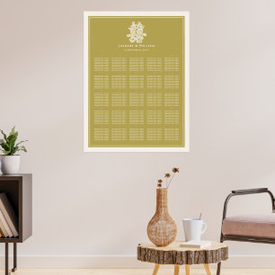 Elegantes Gold-Blumen-囍-Chinesisches-Hochzeits-Sit Poster