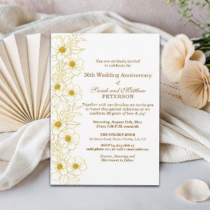 Elegantes Gold-Blumen-Design zum 30. Hochzeitstag Einladung