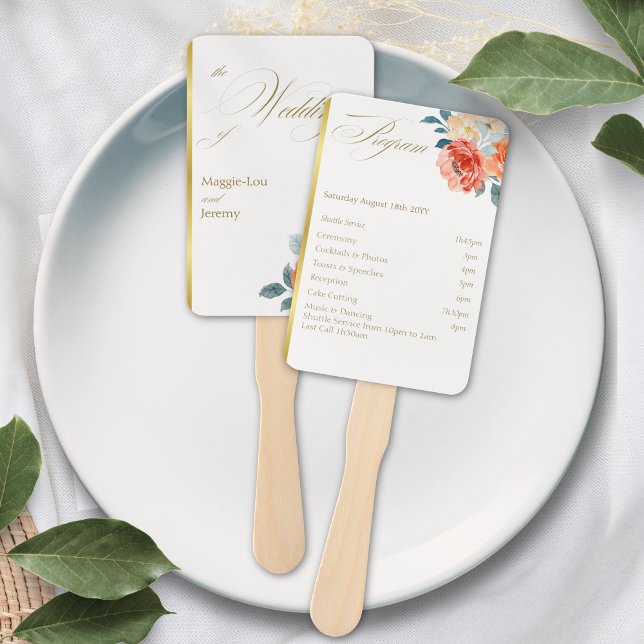Elegantes Gold Blush-Script-Hochzeitsprogramm Fächer (Von Creator hochgeladen)