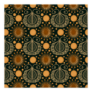 Elegantes Gold Boho-Ornamentmuster Poster
