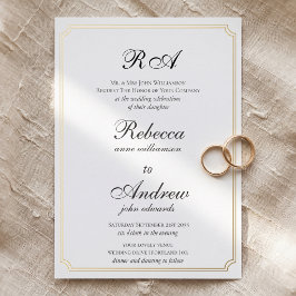 Elegantes Gold Borders Classic Monogramm Folieneinladung