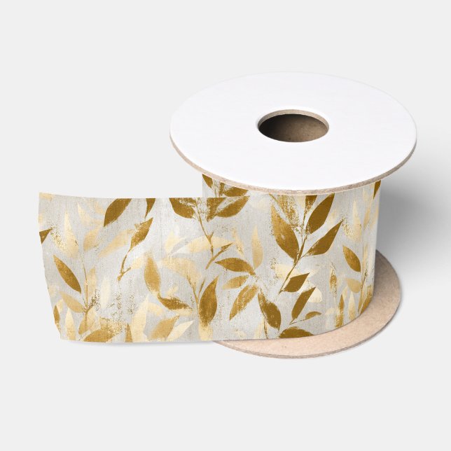 Elegantes Gold-Botanik Satinband (Spule)