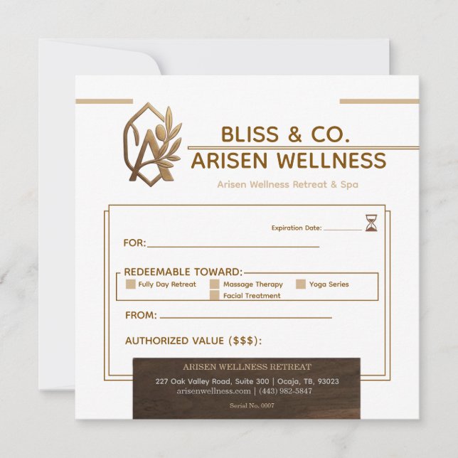 Elegantes Gold- & Braungesundheits-Spa-Geschenkzer (Vorderseite)