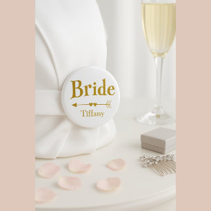 Elegantes Gold Bride Name Junggeselinnen-Abschied  Button