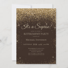 Elegantes Gold Brown Surprise Retirement Party Einladung
