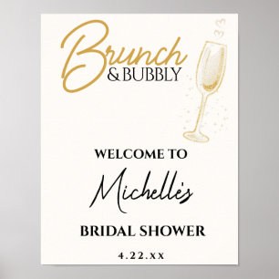 Elegantes Gold Brunch & Bubbly Brautabschiedsschil Poster