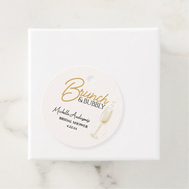 Elegantes Gold Brunch & Bubbly Brautparty  Geschenkanhänger (Beispiel)