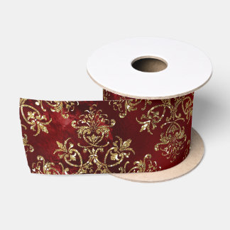 Elegantes Gold-Burgund Satinband
