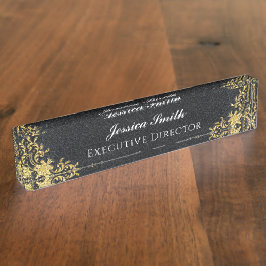 Elegantes Gold Business Beruflich Monogram Namensplakette