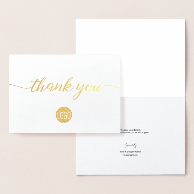 Elegantes Gold-Business-Logo Vielen Dank Foil Folienkarte (Anzeige)