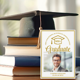 Elegantes Gold Business School Abschluss MBA Foto Ankündigung