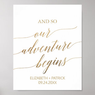 Elegantes Gold Calligrafy Adventure beginnt zu sig Poster