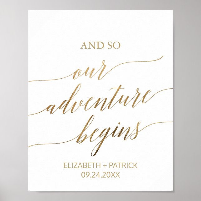 Elegantes Gold Calligrafy Adventure beginnt zu sig Poster (Vorne)