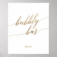 Elegantes Gold Calligraphy Bubbly Bar Sign