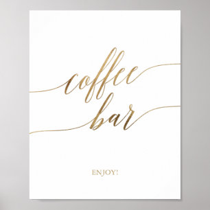 Elegantes Gold Calligraphy Coffee Bar Sign Poster