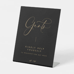 Elegantes Gold Calligraphy Gents Badezimmer-Zeiche Sockelschild