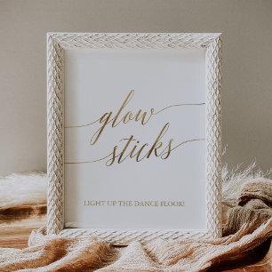 Elegantes Gold Calligraphy Glow Sticks Zeichen Poster