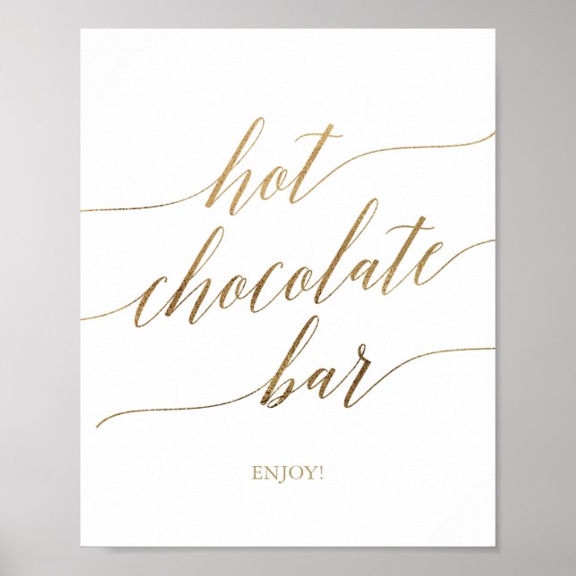 Elegantes Gold Calligraphy Hot Chocolate Bar Sign Poster (Vorne)