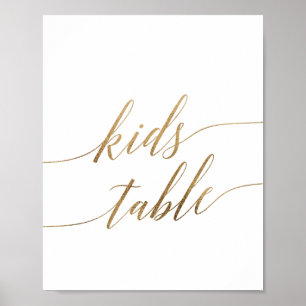 Elegantes Gold Calligraphy Kids Table Sign Poster