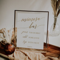 Elegantes Gold Calligraphy Mimosa Bar Sign