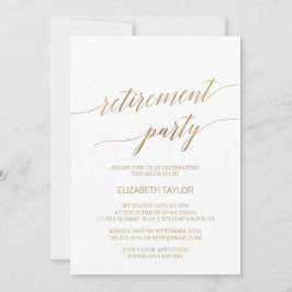 Elegantes Gold Calligraphy Retirement Party Einladung