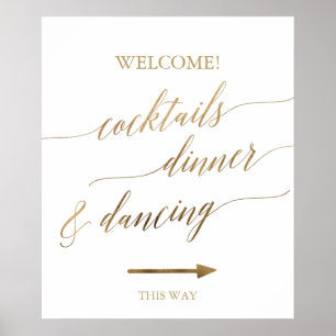 Elegantes Gold Calligraphy Wedding Direction Sign Poster