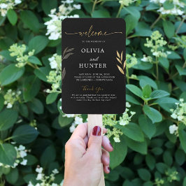 Elegantes Gold Calligraphy Wedding Party Programm Fächer