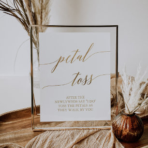 Elegantes Gold Calligraphy Wedding Petal Toss Sign Poster