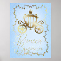 Elegantes Gold Carriage Blue Storybook Personalisi