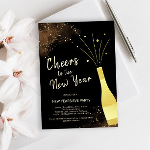 Elegantes Gold Champagne New Year Party Einladung