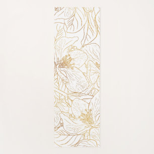 Elegantes Gold Cherry Blossom Blume Weißes Design Yogamatte