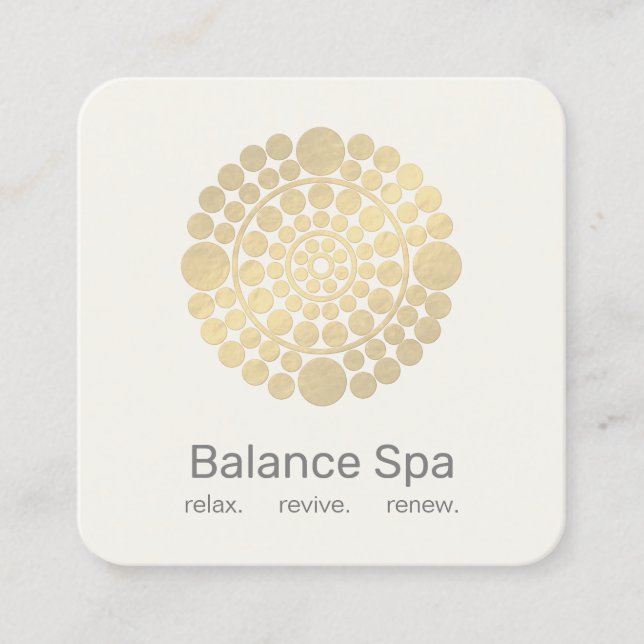 Elegantes Gold Circle Motif Logo Quadratische Visitenkarte (Vorderseite)