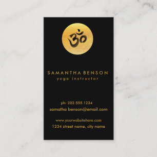 Elegantes Gold Circle OM Logo Black Yoga Visitenkarte