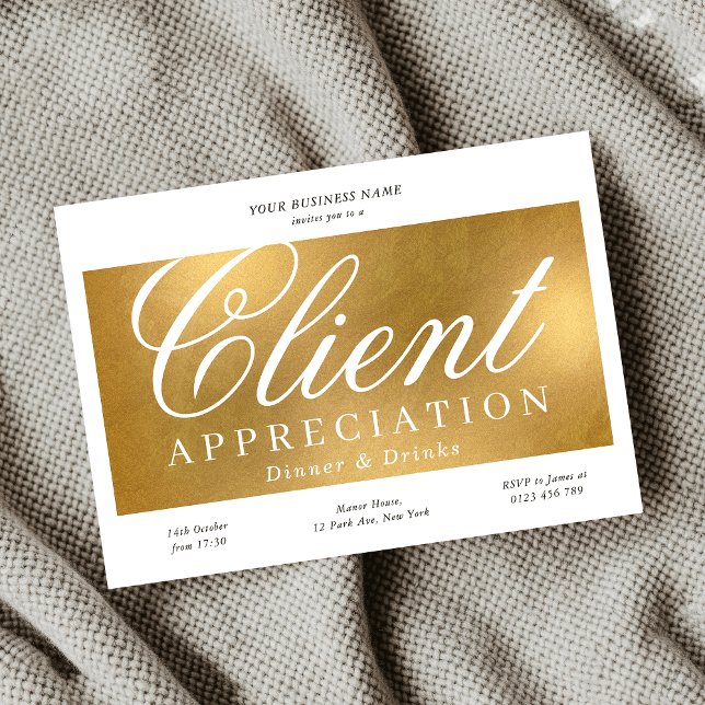 Elegantes Gold Client Wertungs Business Dinner Einladung (Elegant Gold Client Appreciation Business Dinner Invitation)