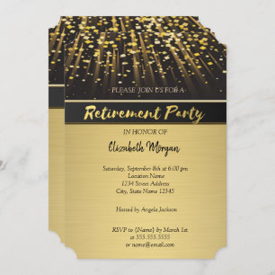Elegantes Gold Confetti Retirement Party Einladung