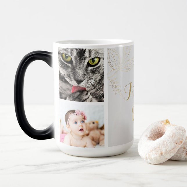 Elegantes Gold Coolste Mama je Foto Verwandlungstasse (Mit Donut)