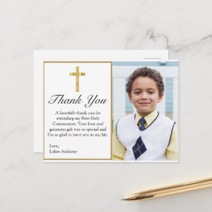 Elegantes Gold Cross Foto 1. Kommune Vielen Dank Postkarte