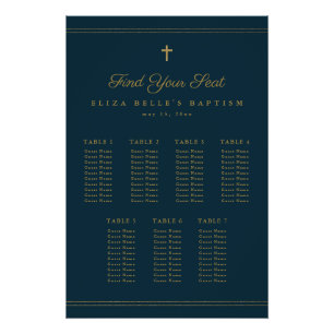 Elegantes Gold Cross Religious Baptism Seating Cha Poster