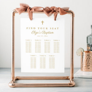 Elegantes Gold Cross Taufen Seating Chart Poster