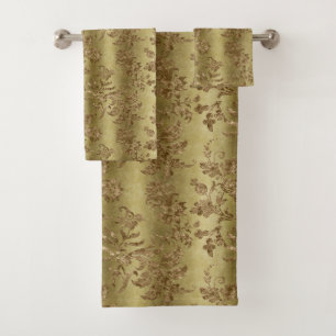 Elegantes Gold Damask Bad Badhandtuch Set