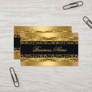 Elegantes Gold Damask Blumenüberlagerung Visitenkarte