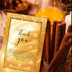 Elegantes Gold Dankeschön Card   Glitzer und Perl Einladung