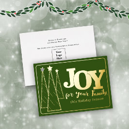 Elegantes Gold Dark Green Joy Business Folien Feiertagskarte