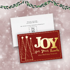 Elegantes Gold Dark Red Joy Business Folien Feiertagskarte