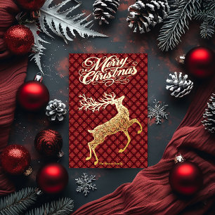 Elegantes Gold-Dashing-Rentier Frohe Weihnachten Folien Feiertagskarte