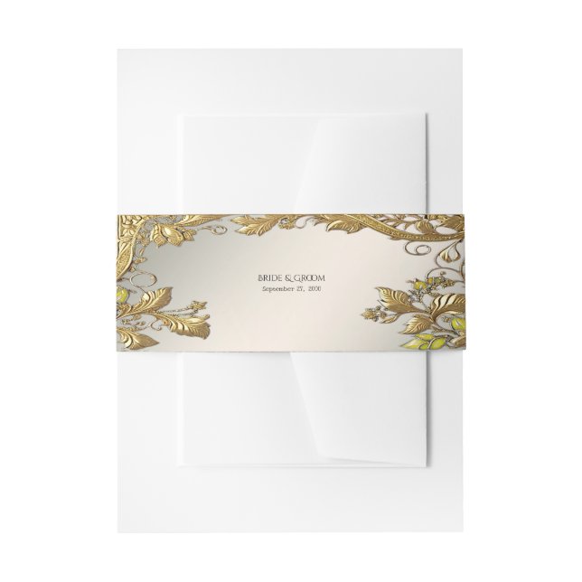 Elegantes Gold Decorative Floral Einladungsbanderole (Vorderseite Beispiel)