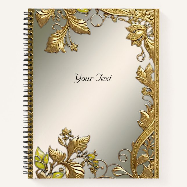 Elegantes Gold Decorative Floral Notebook Notizbuch (Vorderseite)