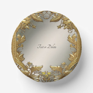 Elegantes Gold Decorative Floral Pappteller
