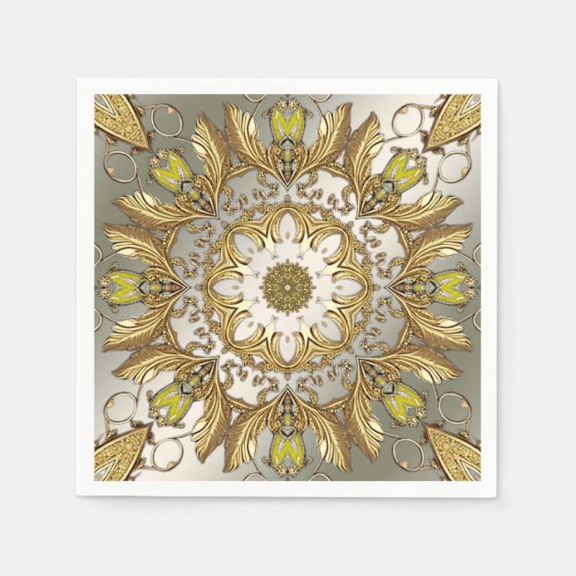 Elegantes Gold Decorative Flornadeln Serviette (Vorderseite)
