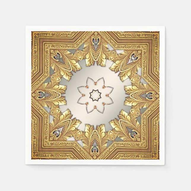 Elegantes Gold Decorative Flornadeln Serviette (Vorderseite)